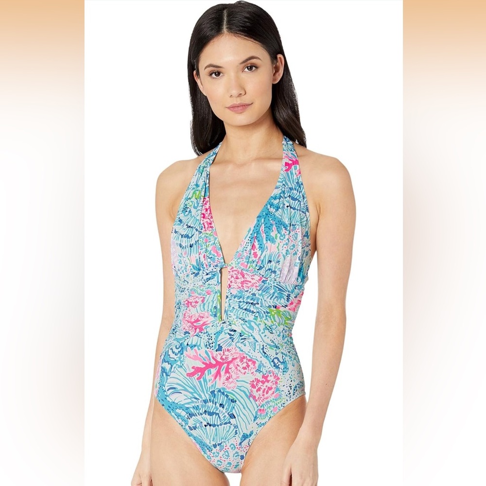 Lilly Pulitzer Lanai Halter One-Piece Swimsuit in Sink or Swim Size 4 EUC - Picture 13 of 14